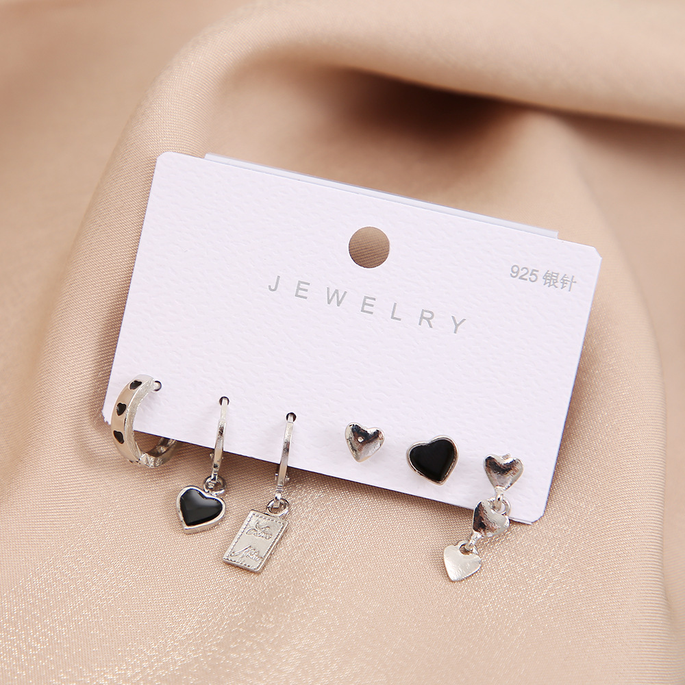 Street Occasion Metal Material 1 Set Simple Style Heart Shape Plating Metal Drop Earrings Earrings