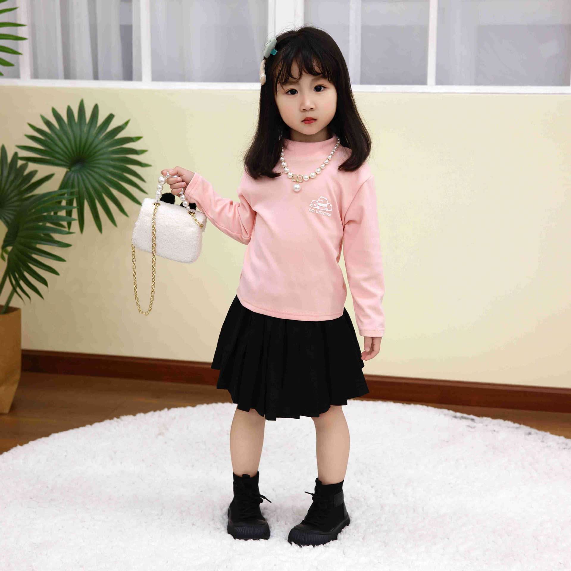 Los niños de media cuello alto de terciopelo camisa de fondo superior de invierno niños y niñas desgaste interior caliente primavera y otoño ropa media y grande ropa interior para niños image 4