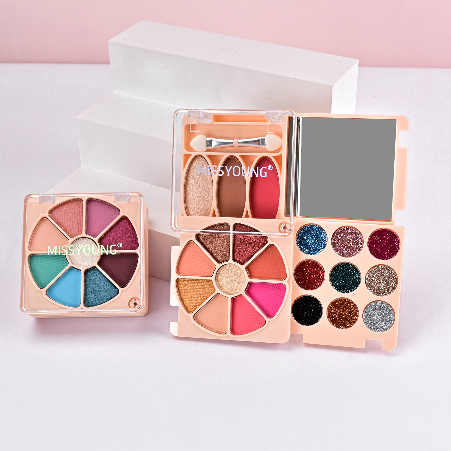 MISS YOUNG's new 21-color eyeshadow palette set, cross-border makeup gift set of Eyeshadow, Blush and glitter undefined