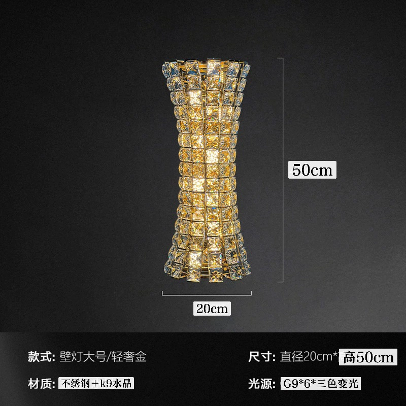 Wall Sconce stainless steel — Modern minimalist crystal wall lamp, 29×9×29 cm, light-luxury style