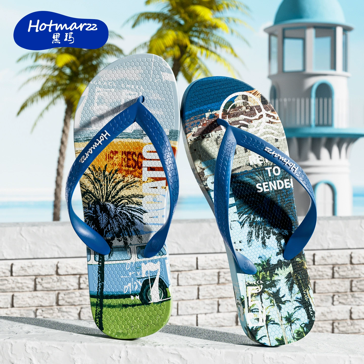 Hotmarzz Blackma мужские новые шлепанцы, нескользящие летние повседневные модные тапочки с принтом, экспорт ПВХ