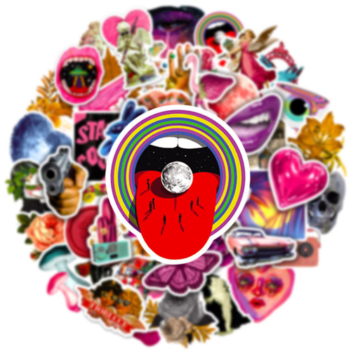 50 pieces of pink American retro graffiti sticker art mobile phone case personalized motorcycle helmet waterproof sticker wholesale