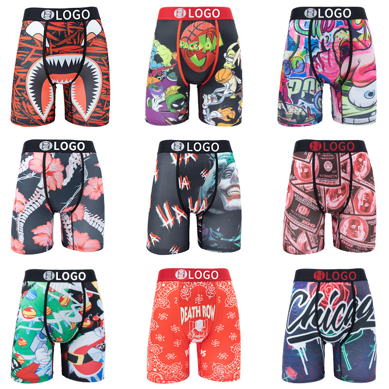 [Border-Border Hot Item] American Trendy Brand Psd Same Style Men's Underwear Printed Sports Fitness Boxing Briefs