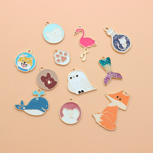 Xipeng Jewelry DIY Jewelry Accessories Material Round Brand Bear Earrings Necklace Bracelet Animal Oil Dripping Alloy Pendant