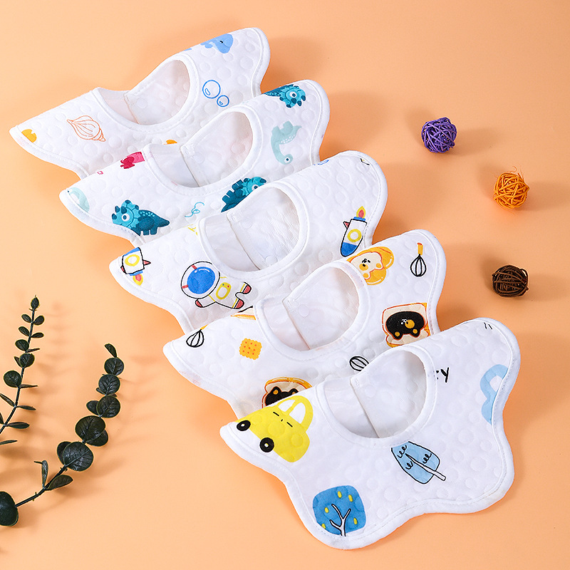 Babero del bebé babero recién nacido puro algodón impermeable escupir babero masculino y femenino bebé 360 grados giratorio