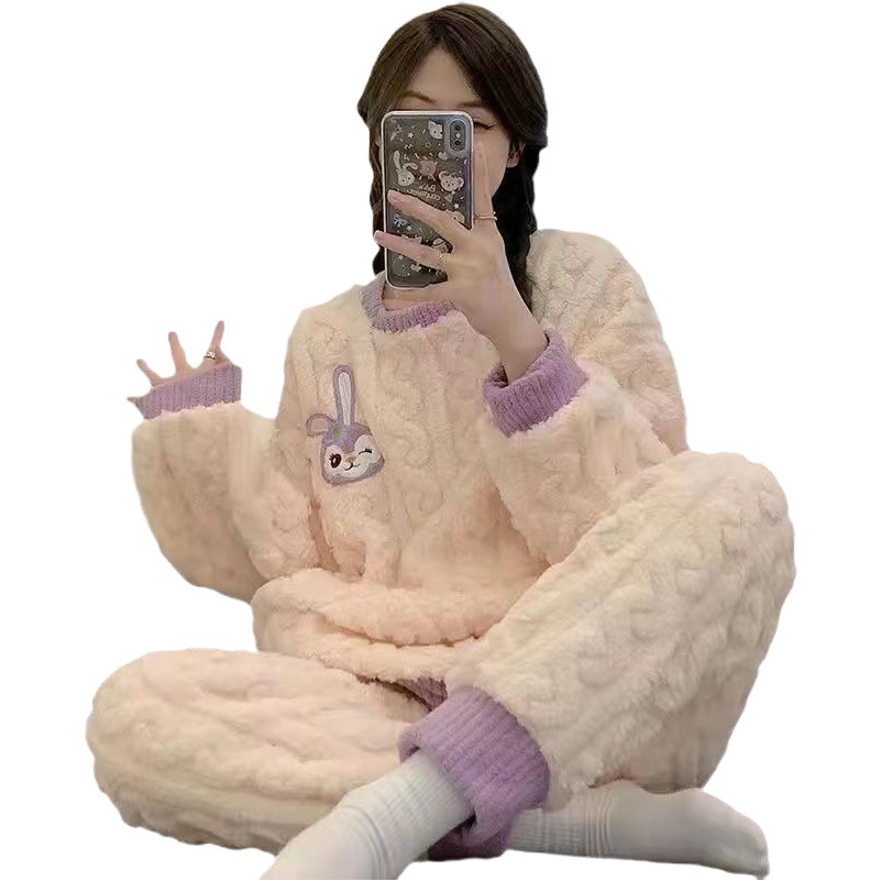 パジャマ 冬用 レディース コーラルフリース 2025年新作 冬用フランネル 秋冬 ホームウェアセット 工場直販