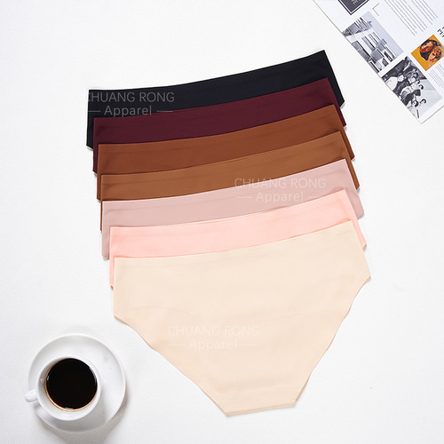 Sexy Large Size Seamless Ice Silk Panties Women's Folded Pure Cotton Crotch Breathable Quick-drying Women's Sports and Fitness Briefs