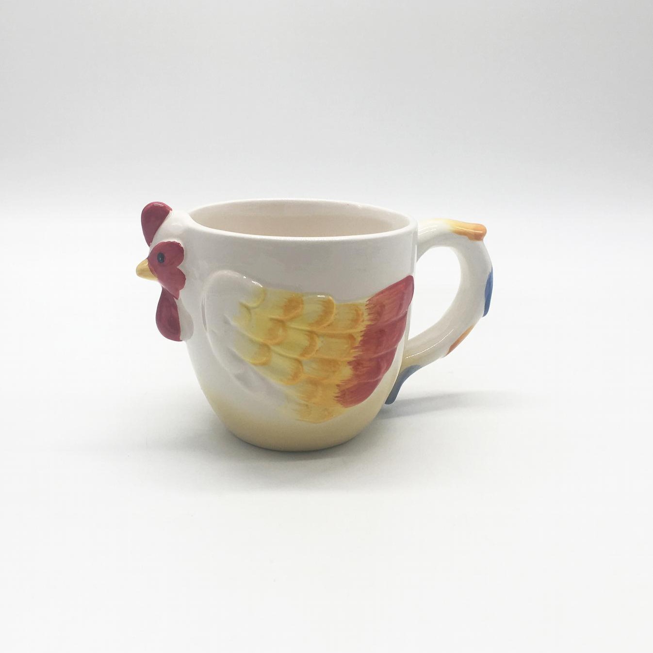 Creativo nuevo relieve de cerámica taza de animales estilo marino taza de desayuno de pez payaso pintada a mano taza de dibujos animados de nube blanca