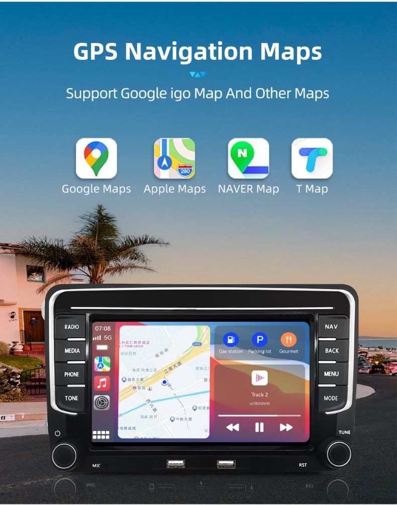 7inch Suitable for Volkswagen Golf, Seat, and Touran Car Central Control Large Screen Navigation Carplay Player
