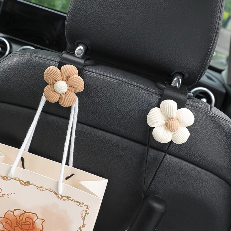 Gancho de coche lindo creativo Gancho de coche multifuncional flor pequeña asiento de coche almacenamiento trasero suministros de coche