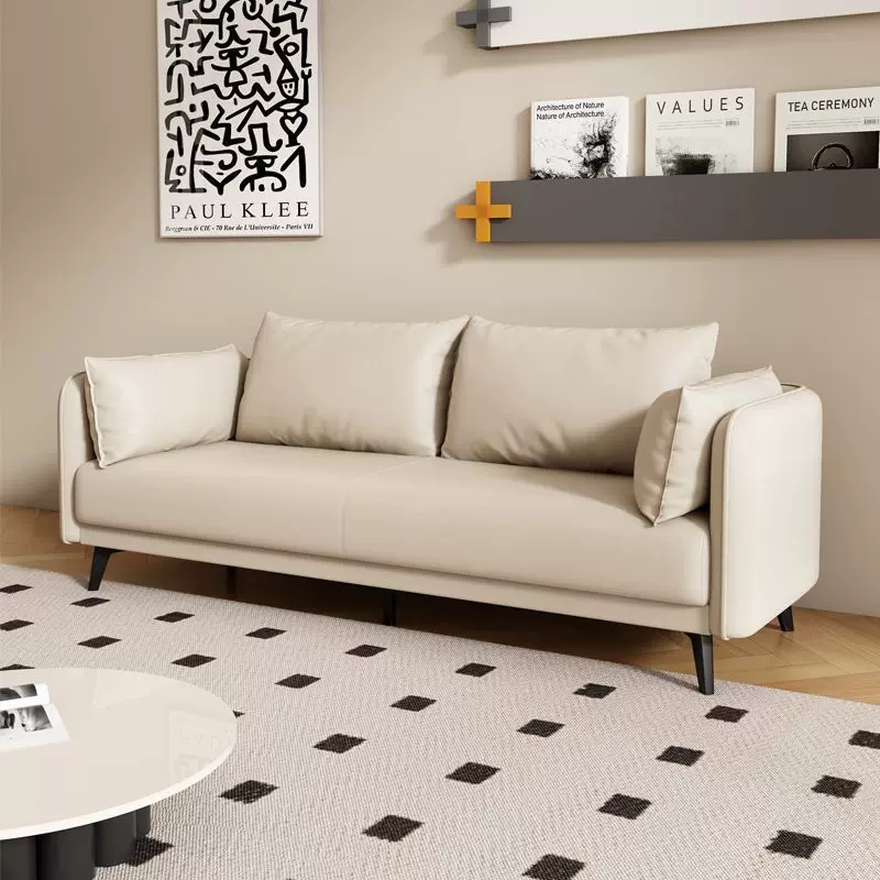 轻奢猫爪皮沙发小户型沙发弹簧座包客厅出租屋双人三人位一体沙发