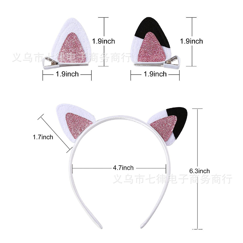 Amazon popular tema de Halloween diadema oreja de gato horquilla BB clip decoración del partido super suave diadema de oreja de gato