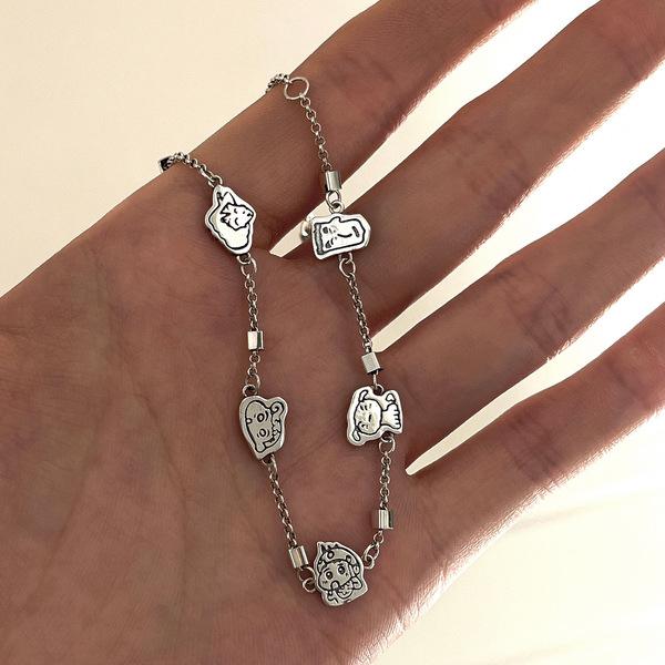 Design elegant cartoon fashionable brand silver bracelet hip-hop…