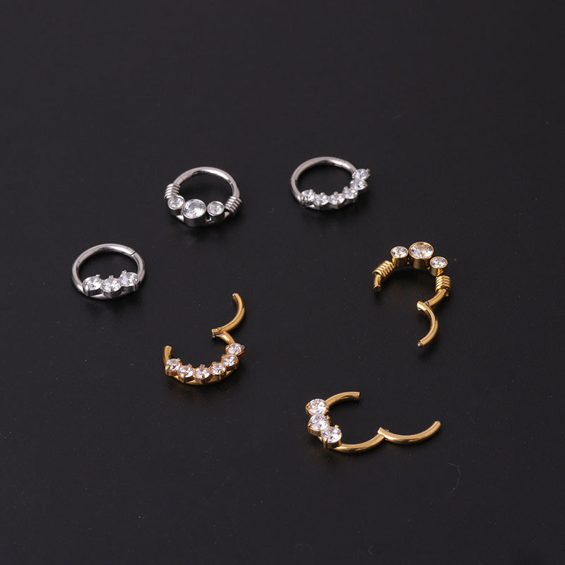 Fashion Geometric Stainless Steel Plating Artificial Gemstones Nose Ring display picture 5