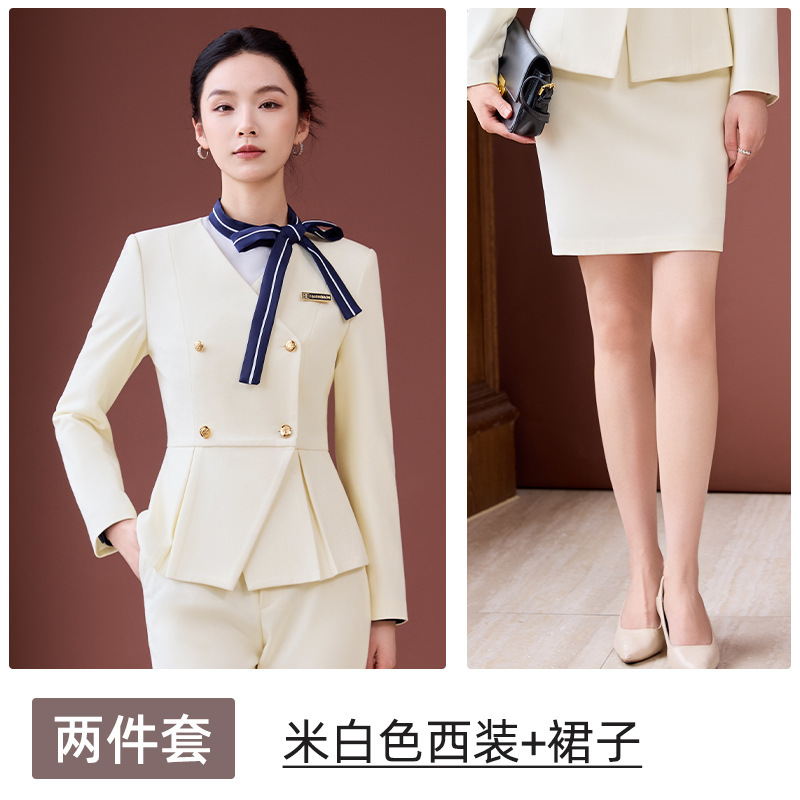 职业套装女长袖时尚气质女神范美容师酒店前台接待金店售楼部工装|undefined
