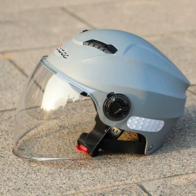Motosiklet kaskı (dəbilqə) – New National Standard Safety Helmet for - matt-gray-single-lens-transparent-lens-one-size-fits-all