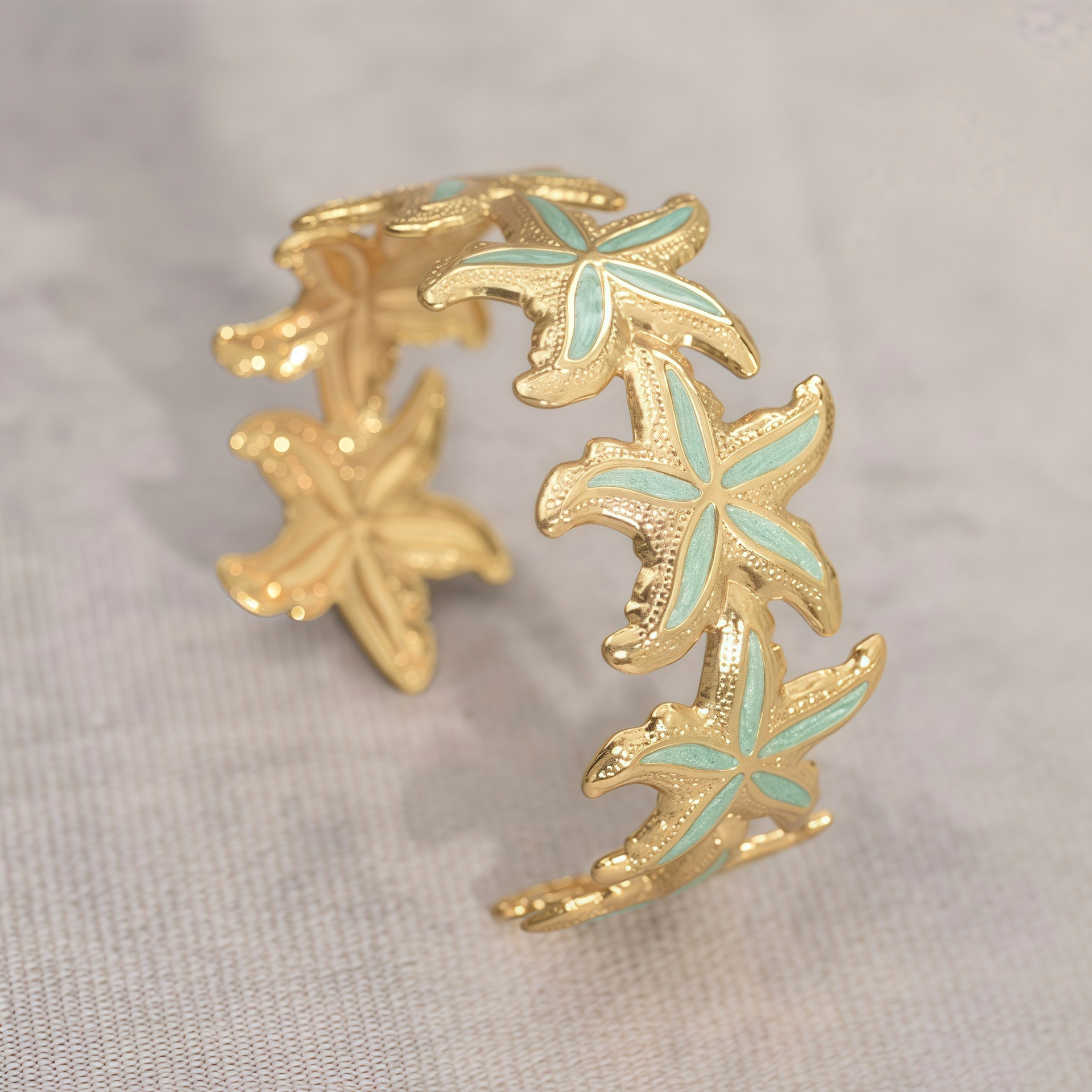 Estrella de mar de esmalte verde turquesa