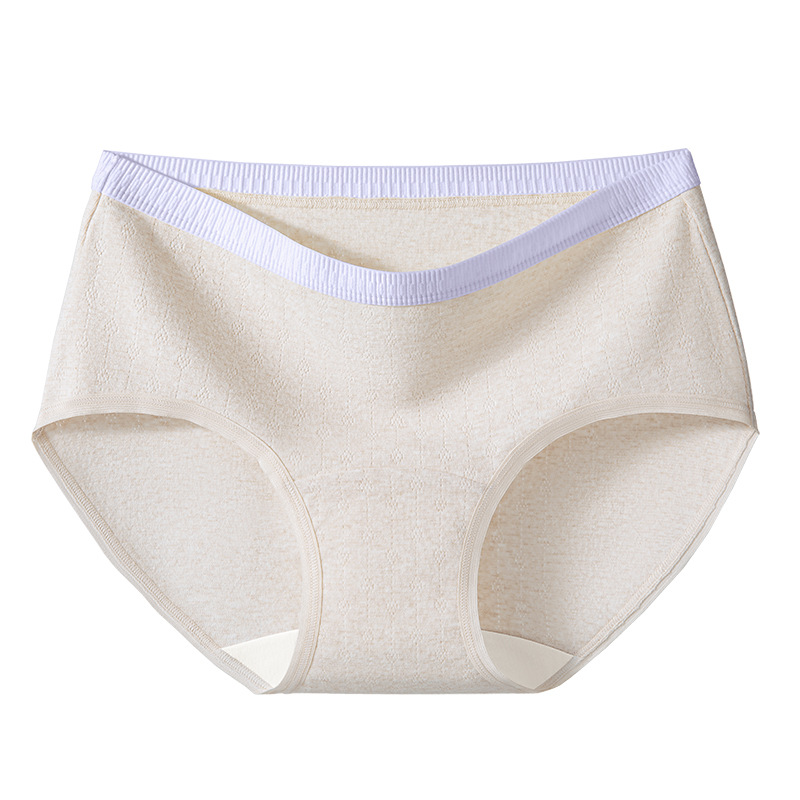 Calzoncillos de color de contraste de cintura media de algodón de color puro algodón de grado 10A entrepierna antibacteriana sin costuras bolsa de gran tamaño cadera entrepierna larga ropa interior de mujer image 9