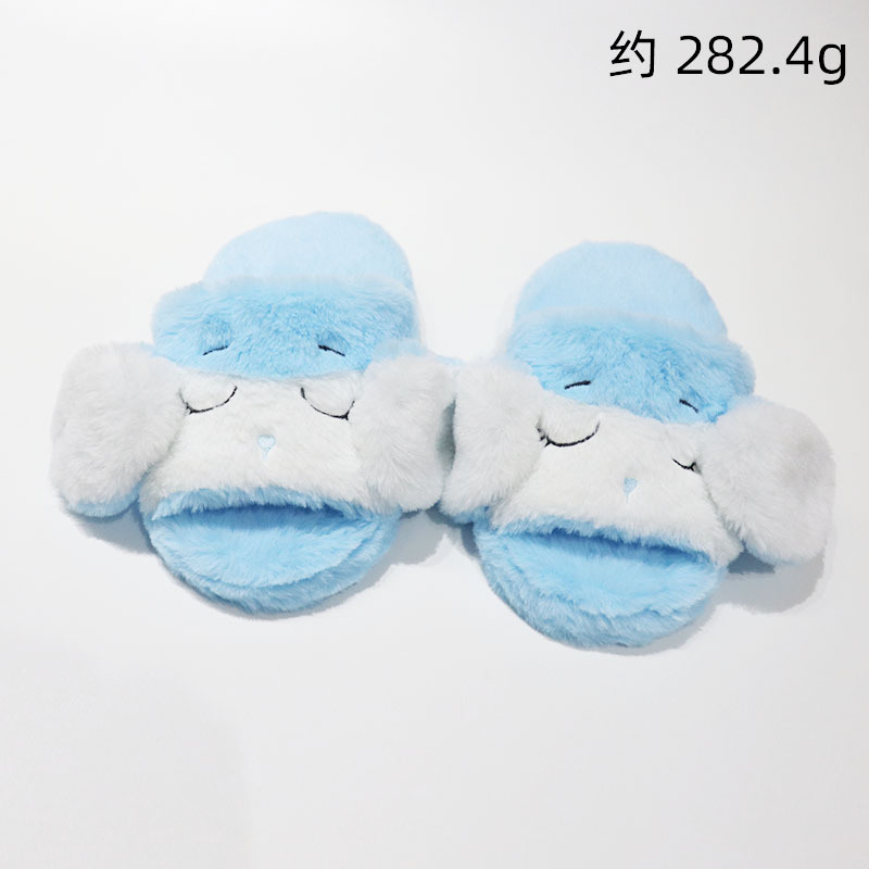 Zapatillas de orejas grandes, trapeador de algodón con orejas en movimiento, lindo perro de dibujos animados, todo incluido, cálido, antideslizante, zapatillas de lana, invierno