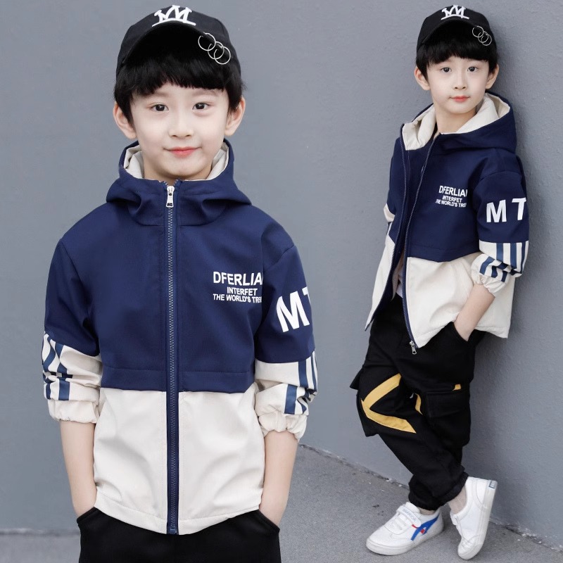 (2개) 아동복 소년 외투 2024 새로운 어린이 봄 소년의 봄 봄 착용 가을 겨울 잘 생긴 중대형 어린이 기모