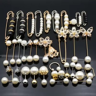 Anti-exposure Pearl Brooch, Women's One-word High-end Corsage Pin, Butterfly Pin, Silk Scarf Buckle, Skirt Waist Artifact