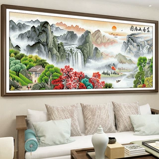 十字绣厂家抖音快手小红书一件代发2026新款线绣客厅富春山居图