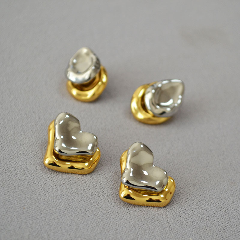 Ear Studs Classification 1 Pair Streetwear Water Droplets Heart Shape Mixed Metal Plating Brass Ear Studs