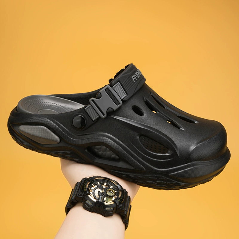 Новые летние сабо для мужчин, универсальные тапочки с закрытым носком, повседневные пляжные сандалии для мужчин.