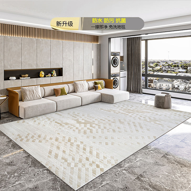 Alfombra sala de estar resistente a la suciedad fácil de cuidar sensación de alta calidad moderna simple crema gruesa hotel tejido impermeable geometría