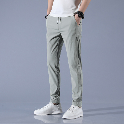 Classic minimalist solid color versatile casual business long pants for men, summer thin breathable stylish comfortable casual pants