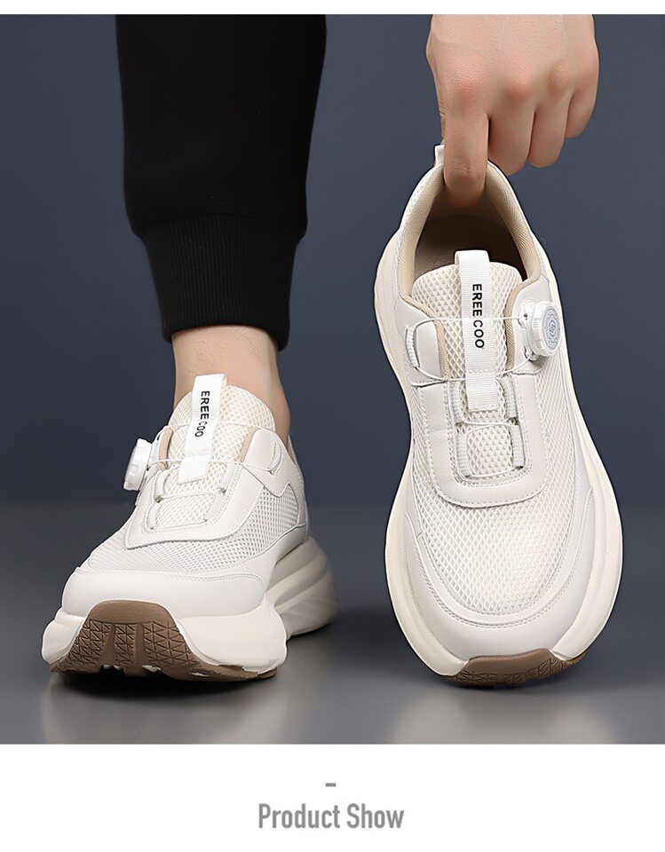 Giày thể thao nam sneaker đế dày thoáng khí mặt lưới mũi tròn — Màu trắng, màu đen chi tiết 18