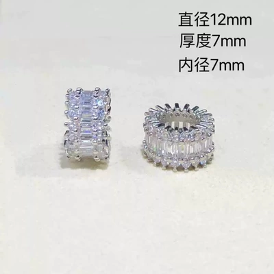 Zərgərlik ara hissələri Zircon Wheel Beads Large Hole - white-gold