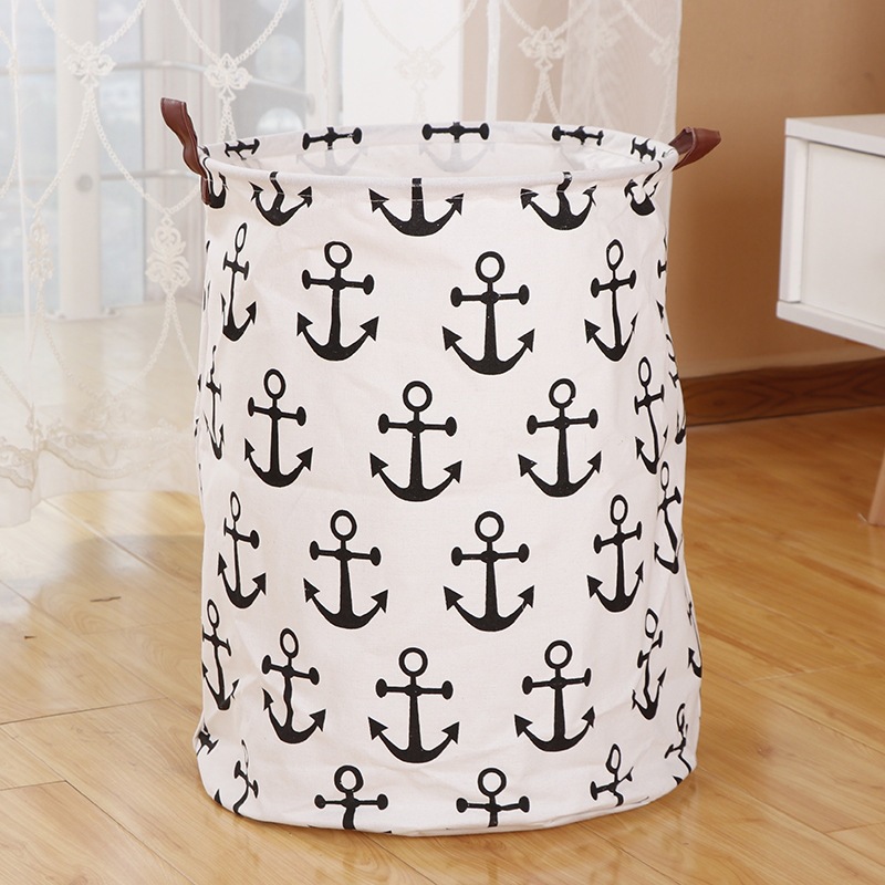 Posta gratuita nueva impresión a mano cesto de ropa sucia gran cesto de lavandería plegable casa tela de dibujos animados cesto de almacenamiento de ropa sucia