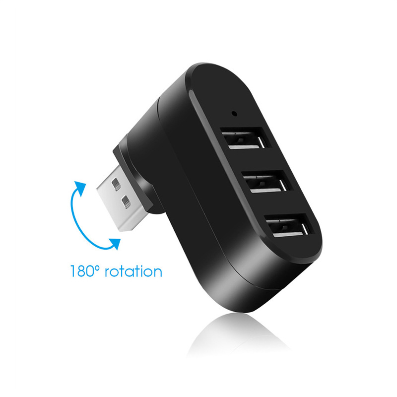 Factory Rotating Mini USB 2.0 Hub 3-Port Hub Laptop Usb2.0 Extension Splitter
