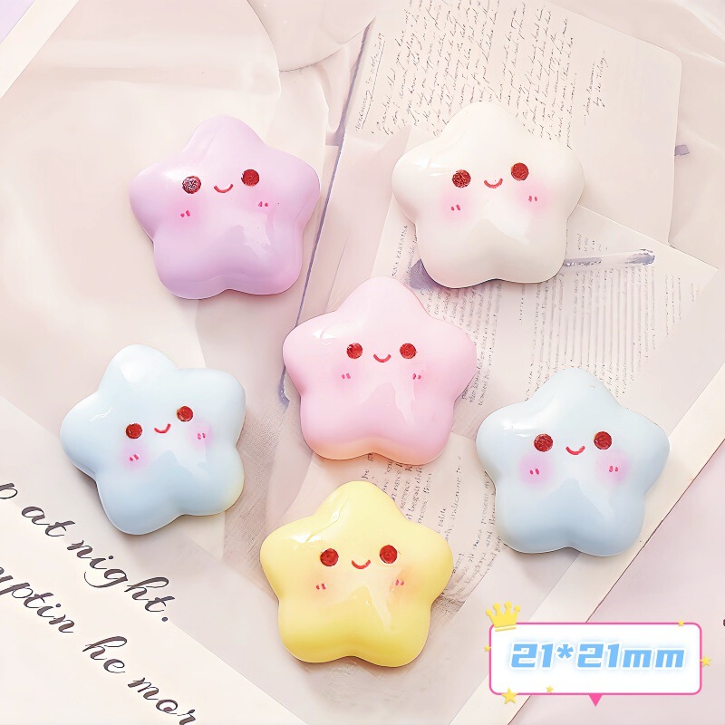 Cartoon colorful smiley stars resin accessories cream glue handmade DIY hairpin hole shoes buckle jewelry material