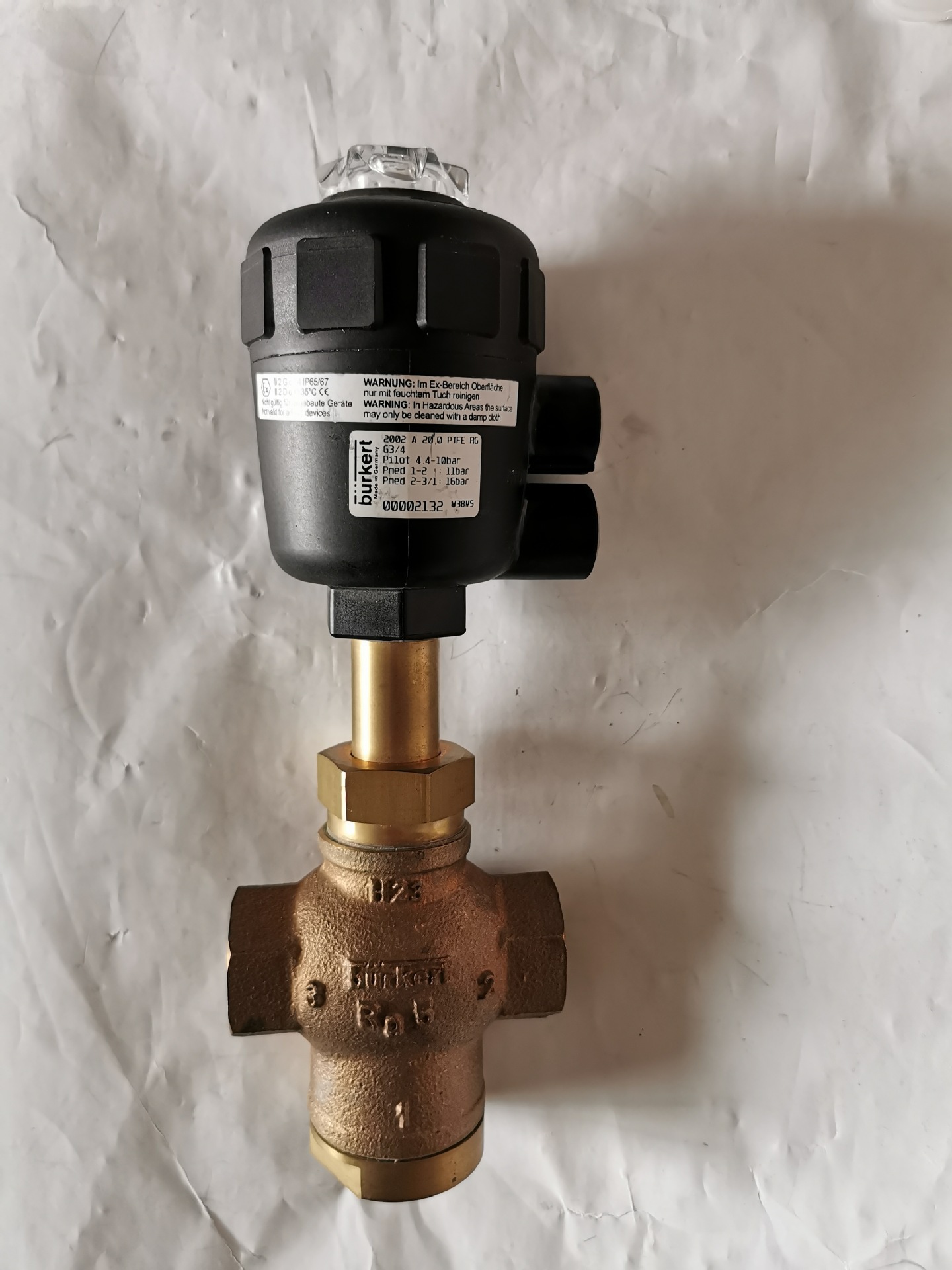 burker宝德2002A两位三通气动角座阀DN15 DN20 DN25宝得6分 1寸铜