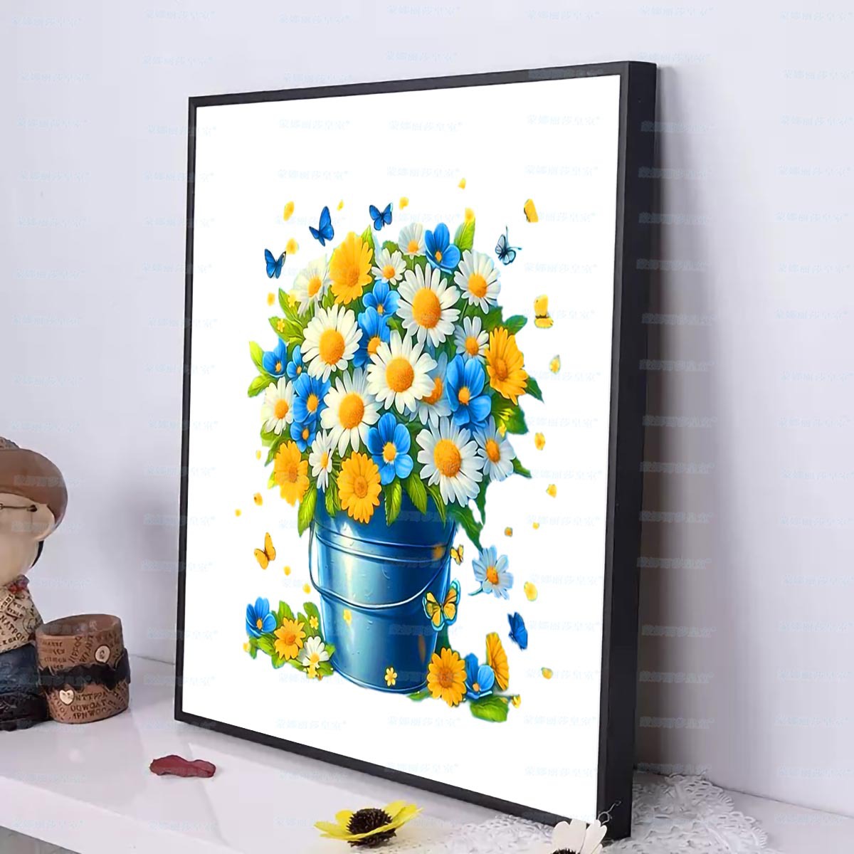 Mona Lisa real punto de cruz linda flor azul nueva flor simple sala de estar moderna dormitorio bordado hecho a mano