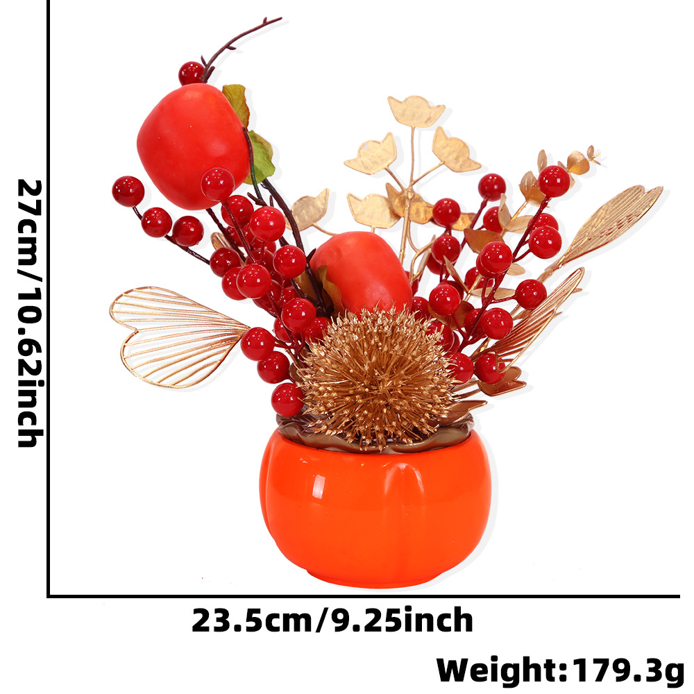Flores de barril de bendición pequeñas macetas de mudanzas abiertas decoración de recepción de sala de estar, decoración de frutas ricas, maceta festiva