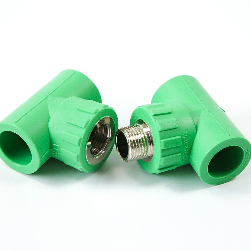 PPR tubería de agua del grifo igual diámetro reduciendo tee calefacción de agua accesorios de fusión en caliente tee alambre interno y externo Ventas Directas Conjuntas DE LA Fábrica