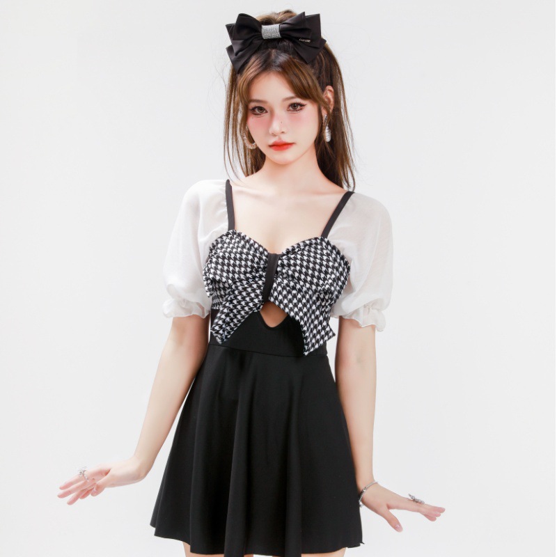 2025 nuevo traje de baño de una pieza para mujer, boxer, conservador y delgado, cubriendo el vientre, traje de baño de gran tamaño para estudiantes de aguas termales