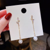 Silver needle, earrings, fashionable zirconium, french style, silver 925 sample, light luxury style, internet celebrity