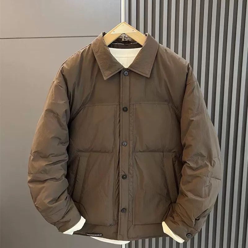 Men's Lightweight Jacket down Jacket Shirt Winter New Lapel Duck down Warm Short Loose Jacket down Jacket
