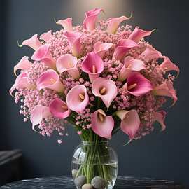 可混搭马蹄莲郁金香满天星组合仿真花手捧花跨境假花家居欧式摆件