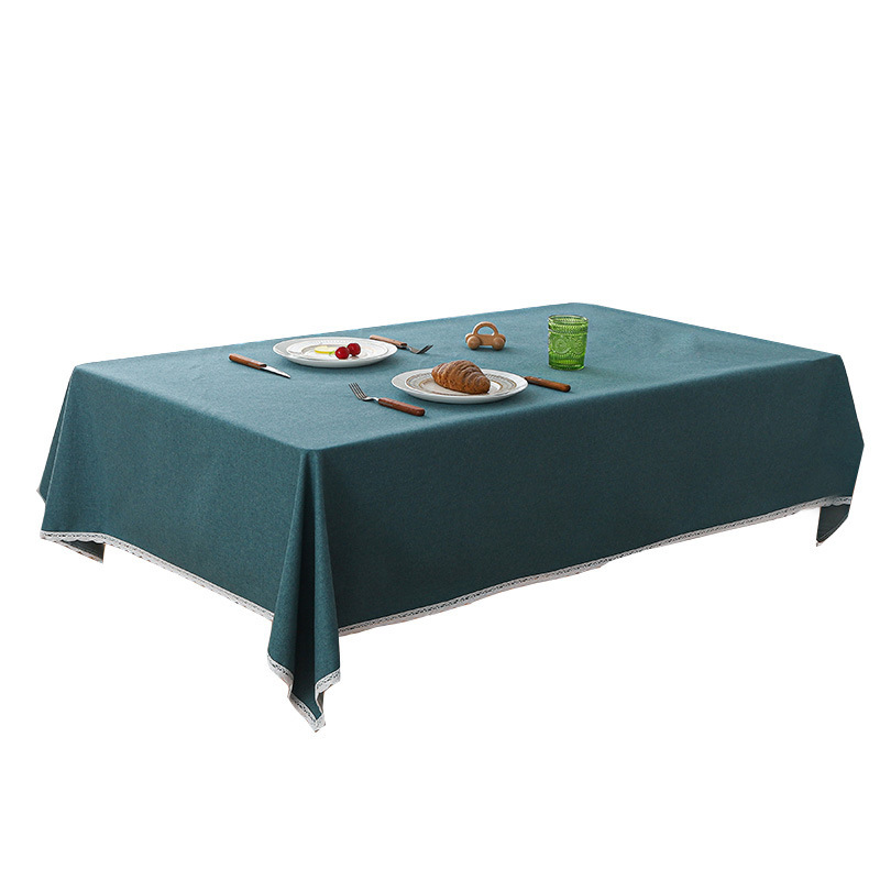 Mantel impermeable y a prueba de aceite para el hogar, mesa de centro de alta gama, mantel de color puro, mantel rectangular de encaje, resistente a las manchas y al desgaste
