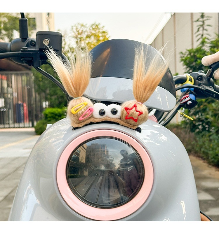 Helmet Decoration Braids Funny Plush Big Eye Helmet Top Accessories