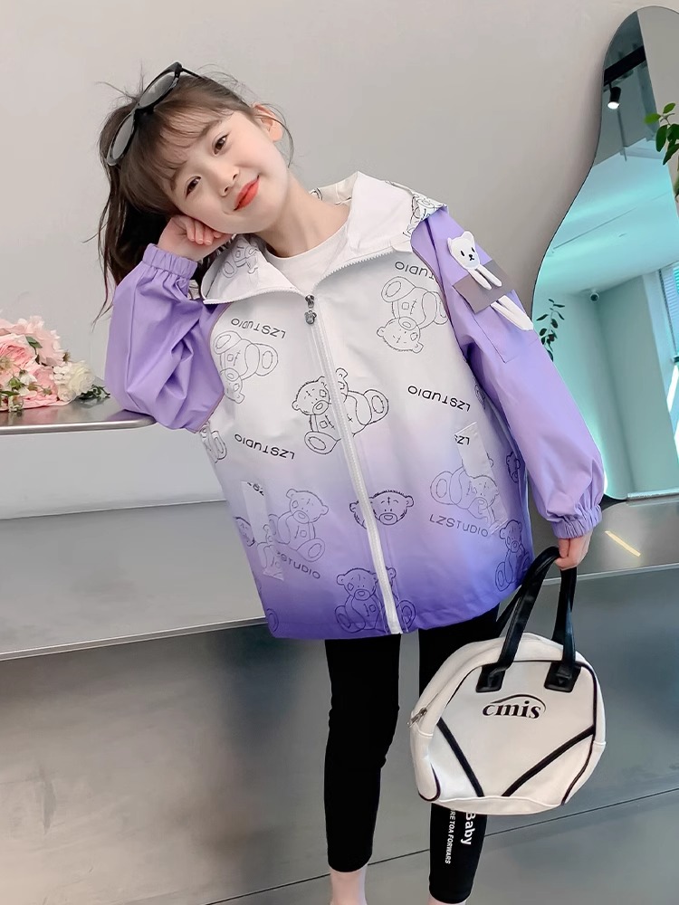 Chaqueta para niñas modelos de primavera y otoño 2025 nueva ropa para niños de estilo occidental chaqueta de degradado de primavera para niñas
