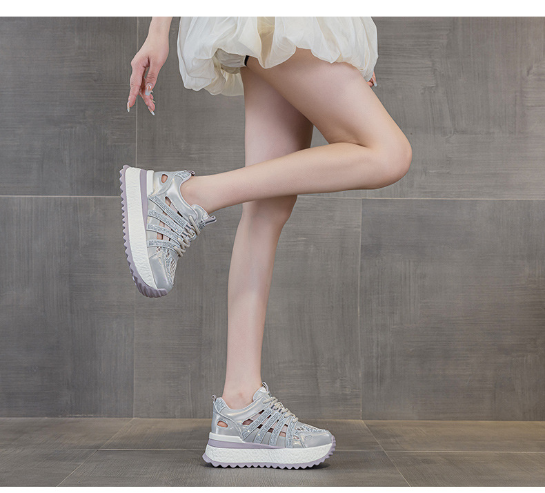 Giày sneaker chunky đế rỗng nữ mặt lưới thoáng khí đế dày mẫu mới mùa hè 2025 — M2865 màu tím, M2865 trắng ngọc trai chi tiết 18