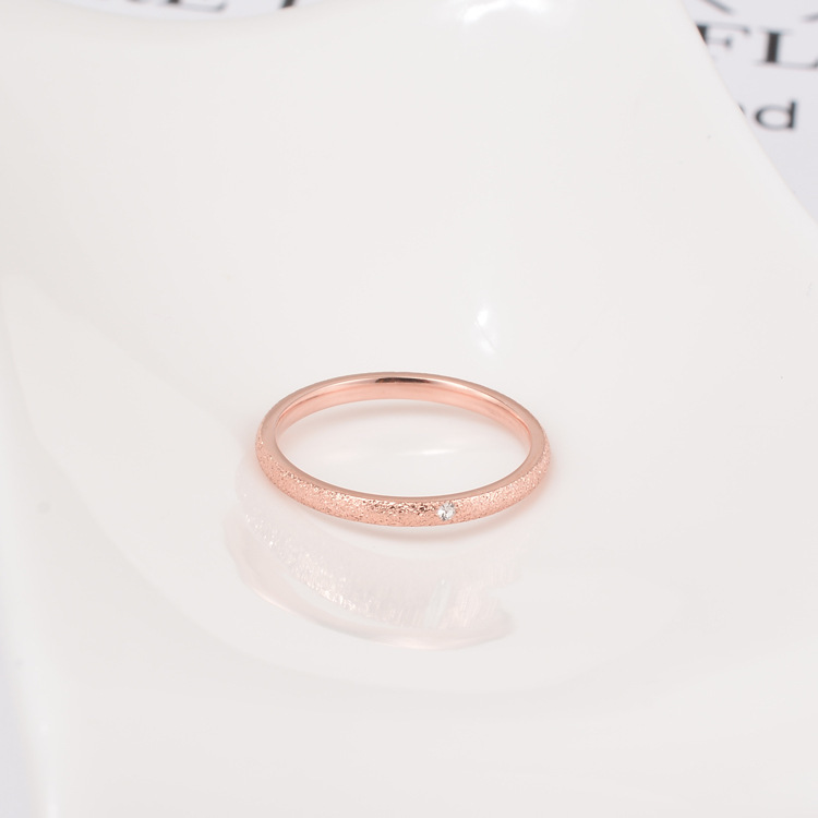 Korean Diamonds 18k Rose Gold Titanium Steel Frosted Couple Ring display picture 3