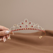 跨境皇冠头饰儿童公主王冠水晶发箍生日演出发饰走秀女孩饰品头箍