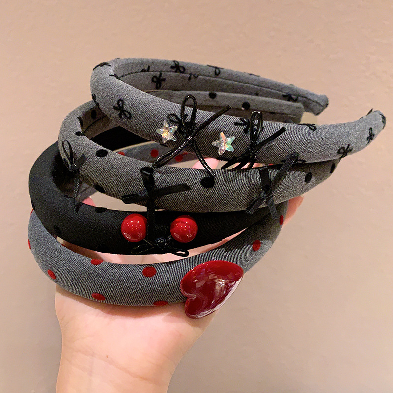 Corea del Sur, cabello de onda gris para niños, arco de arco, adornamiento de cabello de alto nivel, bandana de cabello, banda de cabello